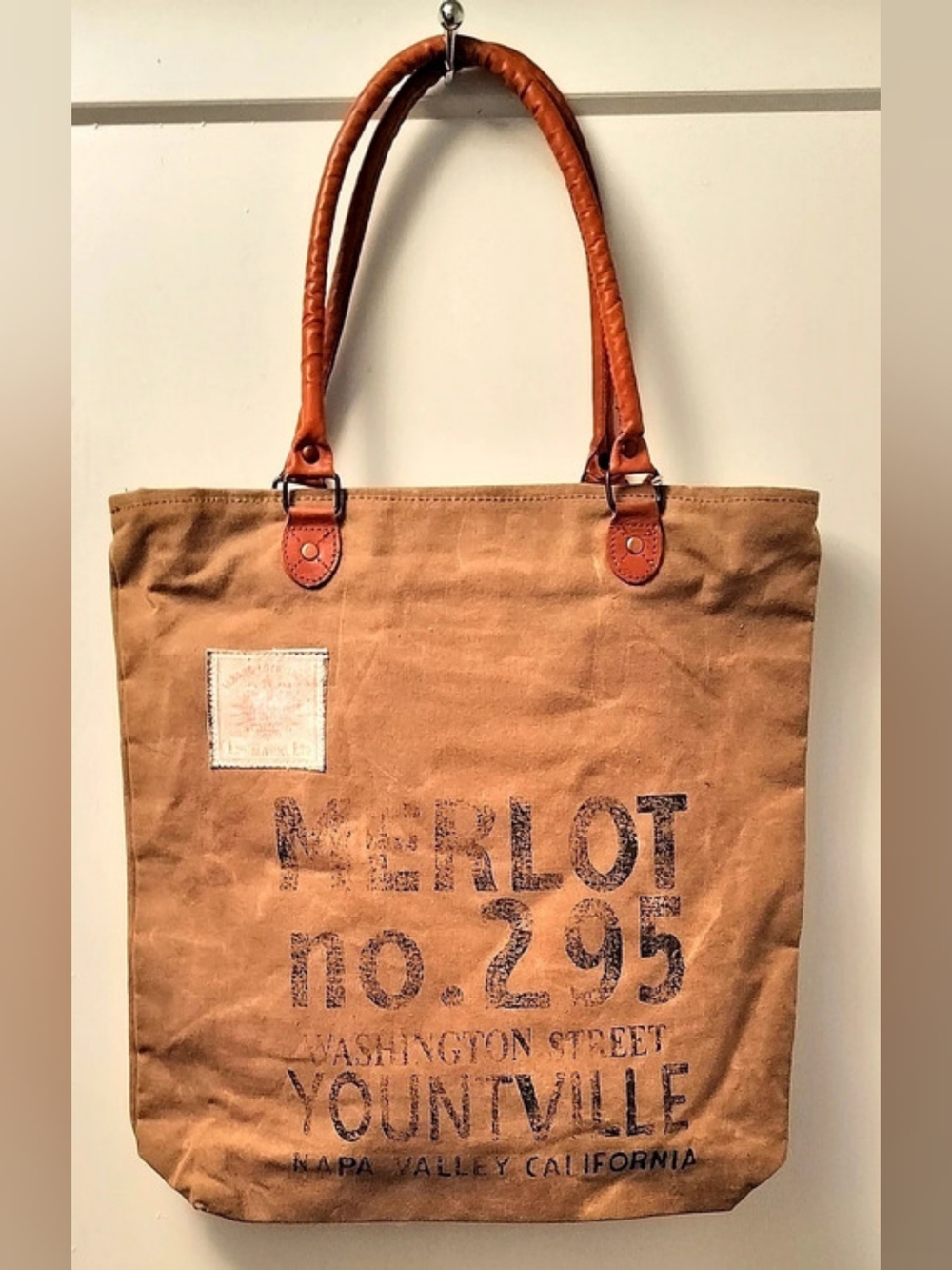 Clea Ray Extra Large Brown Canvas Tote With Leather Handles